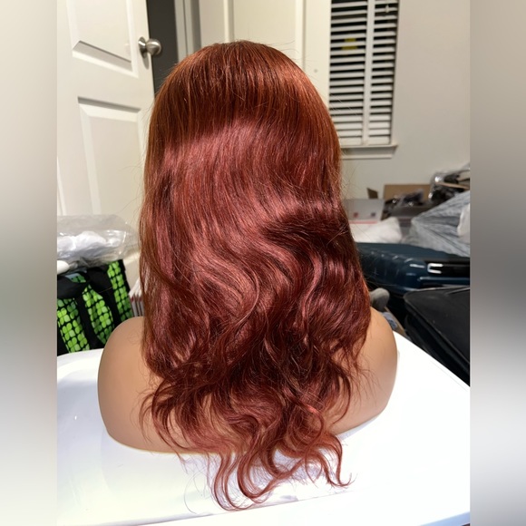 Human Hair Copper Red Bodywave Lace Closure Wig - Picture 13 of 15
